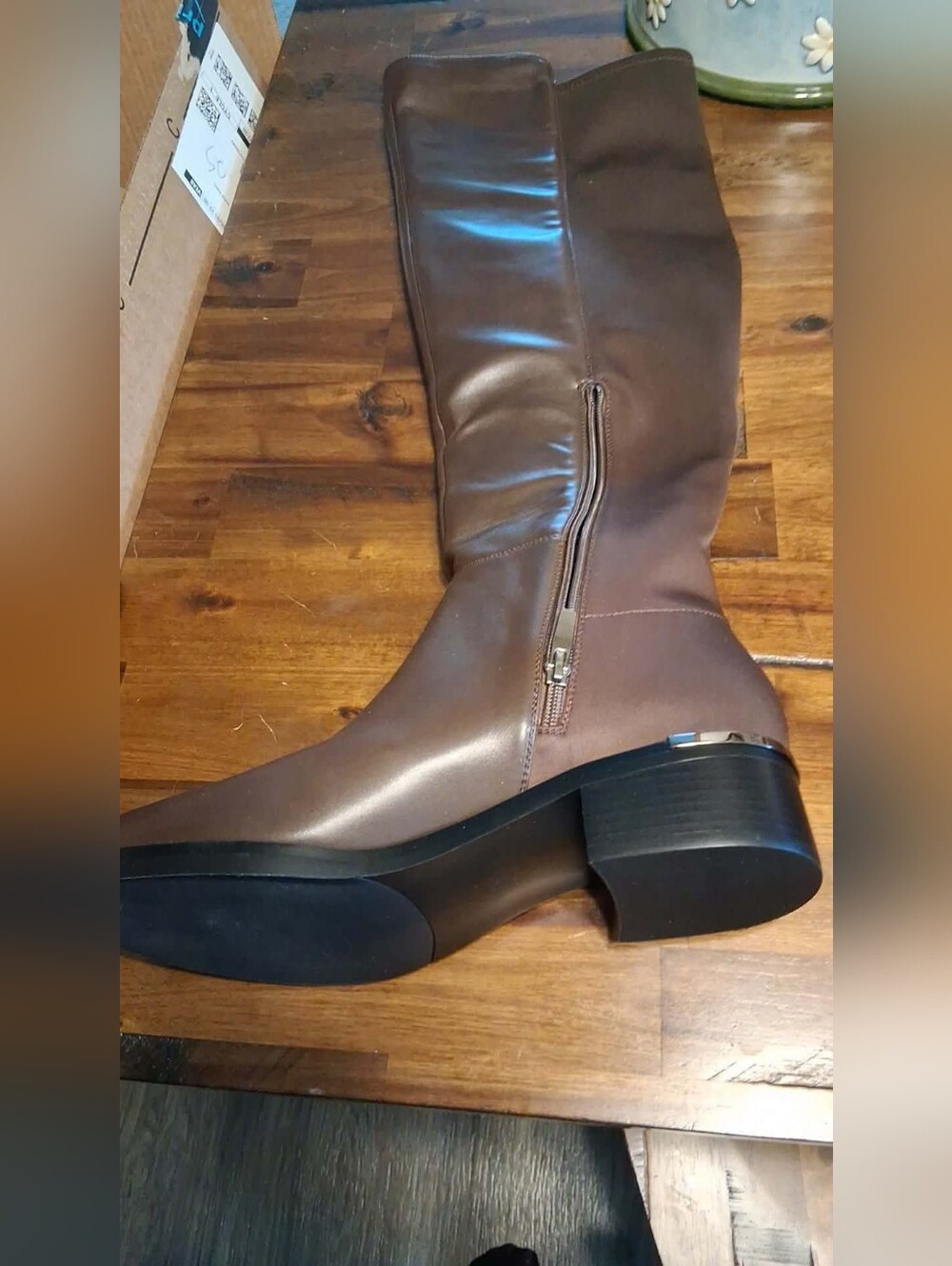NEW Women's Tall Side-Zip Riding Boots in Brown Motimoden Size 11